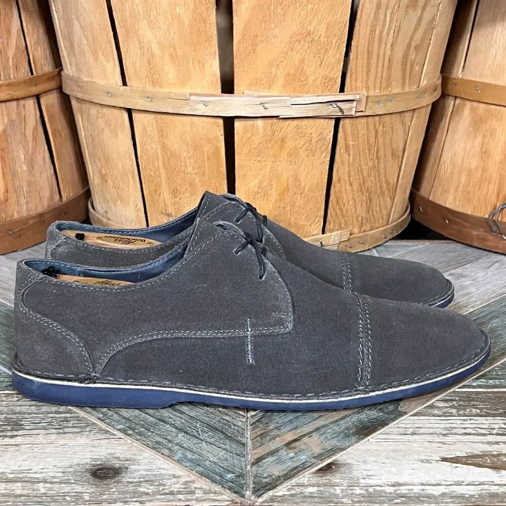 Vito Rossi 2-Eye Brown Suede Minimalist Cap Toe Derby Oxfords Mens Size 11